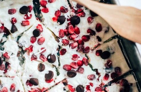 Frozen Yogurt Bark with Pomegranate and Dark Chocolate